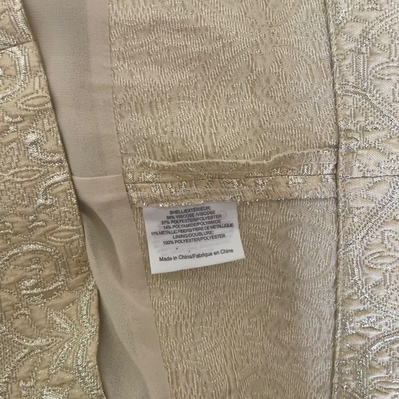 TORY BURCH Cathy Gold Jacquard Brocade Sleeveless Shell Top Blouse Size 10 - Picture 13 of 15
